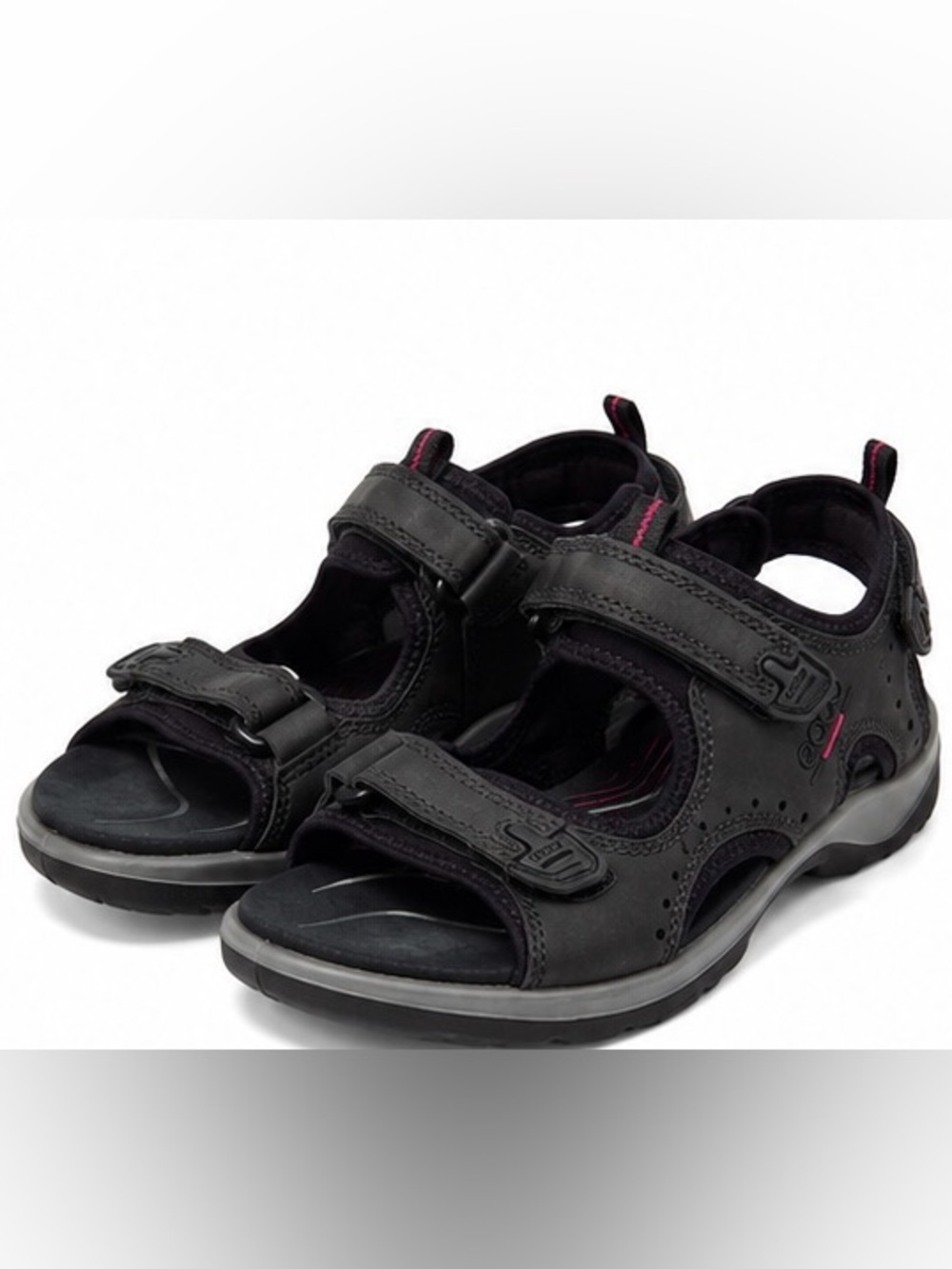 ECCO Yucatan Women’s Black Sport Sandals Pink Accents Comfort Walking